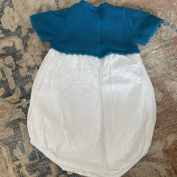 Pili Carrera baby girl boy one piece romper 3 months knit blue white - Picture 2 of 3